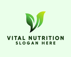 Green Organic Plant Letter V logo design