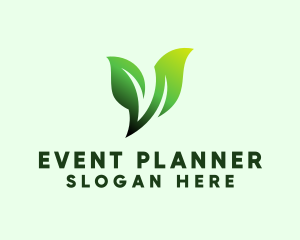 Vegan - Green Organic Plant Letter V logo design