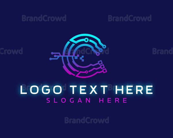 High Tech Digital Letter C Logo