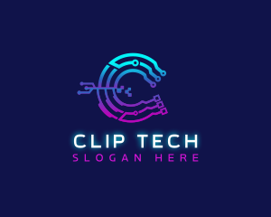 High Tech Digital Letter C logo design