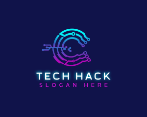 Hack - High Tech Digital Letter C logo design