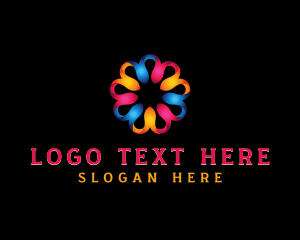 Round - Colorful 3D Flower logo design