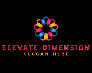 Colorful 3D Flower logo design