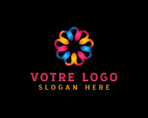 Multicolor - Colorful 3D Flower logo design