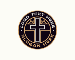 Retreat - Religious Worship Cross logo design