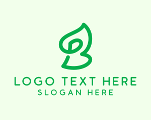 Curly - Green Plant Letter B logo design