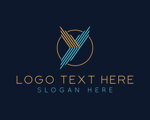 Blue And Purple - Linear Letter Y Badge logo design