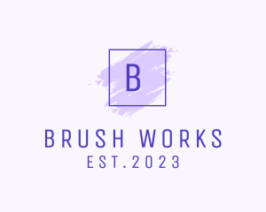 Brush - Purple Square Brush  Cosmetics logo design