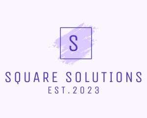 Purple Square Brush  Cosmetics logo design