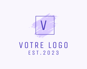 Paint And Sip - Purple Square Brush  Cosmetics logo design