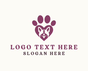Kennel - Dog Paw Love logo design