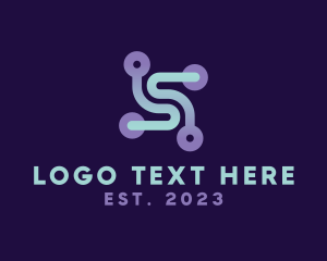 Cyberspace - Digital Circuit Letter S logo design