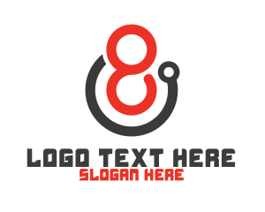 Numeral - Tech Number 8 Outline logo design