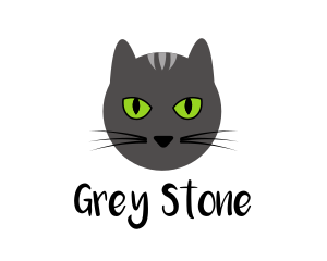 Grey - Grey Cat Green Eyes logo design