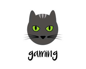Vet - Grey Cat Green Eyes logo design