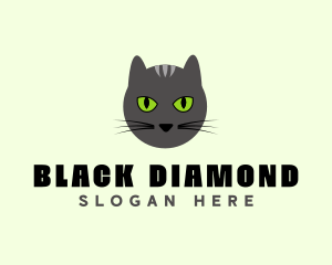 Grey Cat Green Eyes logo design