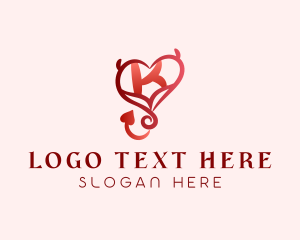 Naughty - Demon Heart Letter K logo design