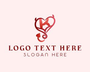 Devil - Demon Heart Letter K logo design