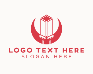 Painting - Red Building Paint Roller logo design