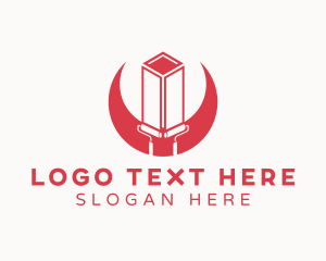 Paint Roller - Red Building Paint Roller logo design