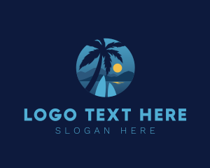 Tropical - Moon Beach Surfboard logo design