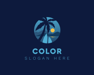 Tropical - Moon Beach Surfboard logo design