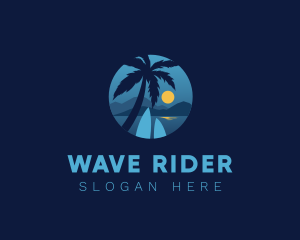Surfboard - Moon Beach Surfboard logo design