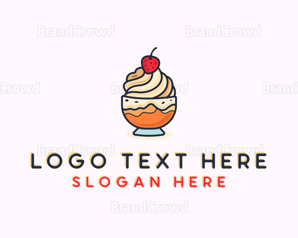 Strawberry Ice Cream Dessert Logo