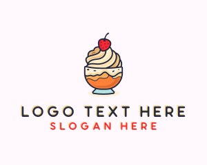 Sundae - Strawberry Ice Cream Desert logo design