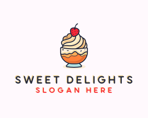 Strawberry Ice Cream Desert  Logo