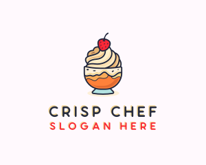 Strawberry Ice Cream Dessert  logo design