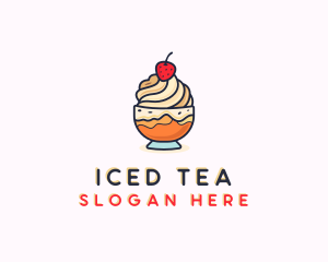 Strawberry Ice Cream Dessert  logo design