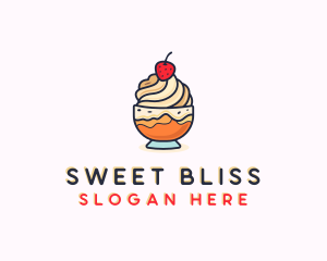 Strawberry Ice Cream Dessert  logo design