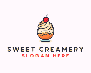 Strawberry Ice Cream Dessert  logo design