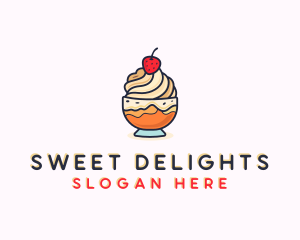 Strawberry Ice Cream Dessert  logo design