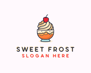 Strawberry Ice Cream Dessert  logo design