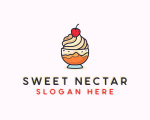 Strawberry Ice Cream Dessert  logo design