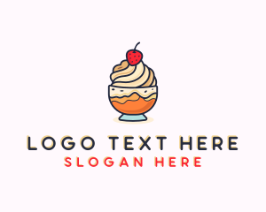 Strawberry Ice Cream Desert  Logo