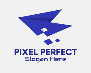 Blue Geometric Plane logo design