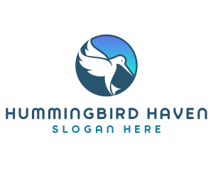 Hummingbird Wings Flying logo design