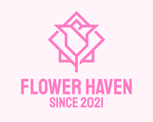 Pink Tulip Flower  logo design