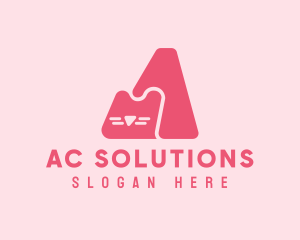 Pink Letter A Cat logo design