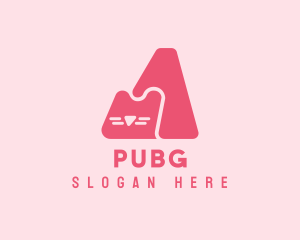 Pet - Pink Letter A Cat logo design