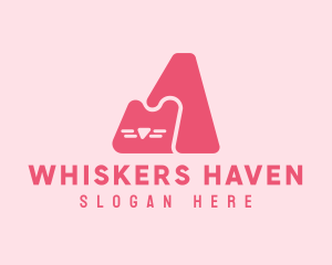 Whiskers - Pink Letter A Cat logo design
