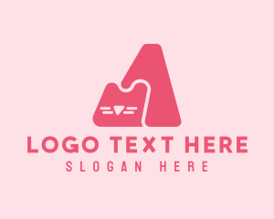 Cute - Pink Letter A Cat logo design