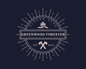 Axe Trees Woodcutter logo design