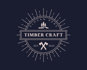 Woodcutting - Axe Trees Woodcutter logo design