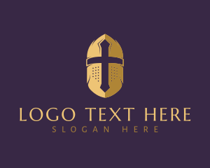 Medieval - Crusader Armor Helmet logo design