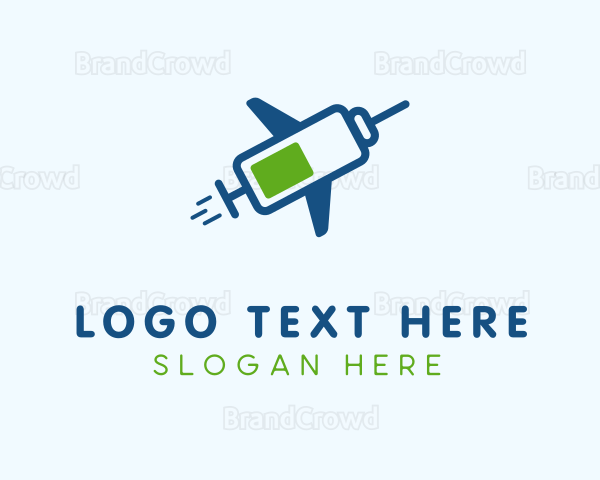 Airplane Vaccination Syringe Logo