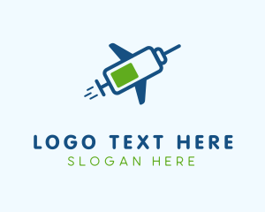 Airplane Vaccination Syringe logo design